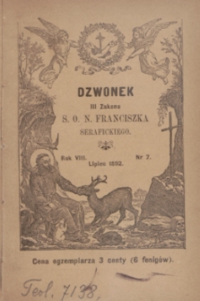 Dzwonek III Zakonu S. O. N. Franciszka Serafickiego. R.8, nr 7 (lipiec 1892)