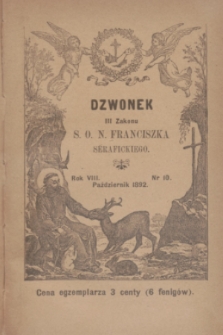 Dzwonek III Zakonu S. O. N. Franciszka Serafickiego. R.8, nr 10 (październik 1892)