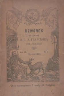 Dzwonek III Zakonu S. O. N. Franciszka Serafickiego. R.9, nr 1 (styczeń 1893)