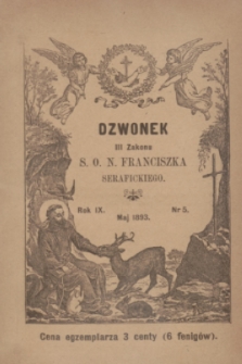 Dzwonek III Zakonu S. O. N. Franciszka Serafickiego. R.9, nr 5 (maj 1893)