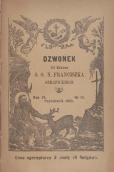 Dzwonek III Zakonu S. O. N. Franciszka Serafickiego. R.9, nr 10 (październik 1893)