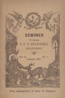 Dzwonek III Zakonu S. O. N. Franciszka Serafickiego. R.9, nr 11 (listopad 1893)