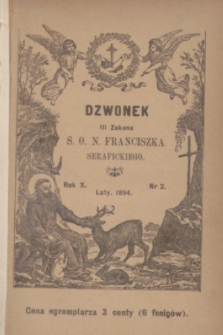 Dzwonek III Zakonu S. O. N. Franciszka Serafickiego. R.10, nr 2 (luty 1894)