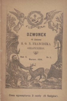 Dzwonek III Zakonu S. O. N. Franciszka Serafickiego. R.10, nr 3 (marzec 1894)