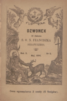 Dzwonek III Zakonu S. O. N. Franciszka Serafickiego. R.10, nr 5 (maj 1894)