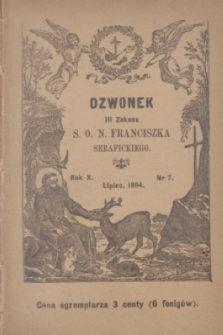 Dzwonek III Zakonu S. O. N. Franciszka Serafickiego. R.10, nr 7 (lipiec 1894)