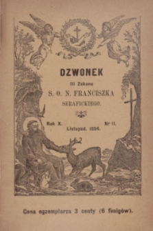 Dzwonek III Zakonu S. O. N. Franciszka Serafickiego. R.10, nr 11 (listopad 1894)