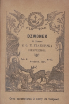 Dzwonek III Zakonu S. O. N. Franciszka Serafickiego. R.10, nr 12 (grudzień 1894)