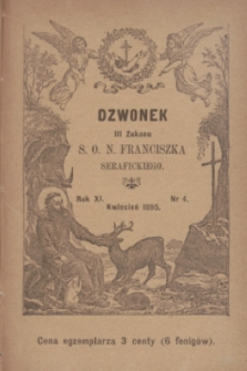 Dzwonek III Zakonu S. O. N. Franciszka Serafickiego. R.11, nr 4 (kwiecień 1895)