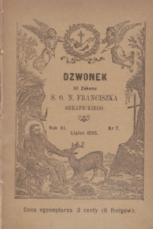 Dzwonek III Zakonu S. O. N. Franciszka Serafickiego. R.11, nr 7 (lipiec 1895)