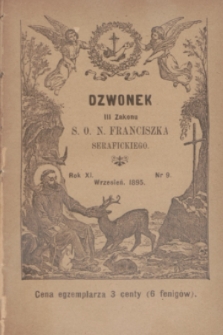 Dzwonek III Zakonu S. O. N. Franciszka Serafickiego. R.11, nr 9 (wrzesień 1895)