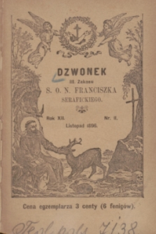 Dzwonek III Zakonu S. O. N. Franciszka Serafickiego. R.12, nr 11 (listopad 1896)