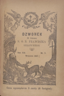 Dzwonek III Zakonu S. O. N. Franciszka Serafickiego. R.13, nr 9 (wrzesień 1897)