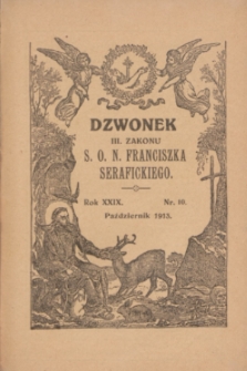 Dzwonek III Zakonu S. O. N. Franciszka Serafickiego. R.29, nr 10 (październik 1913)