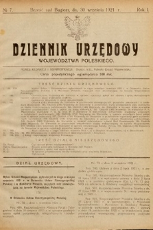 Dziennik Urzędowy Województwa Poleskiego. 1921, nr 7