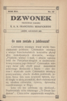 Dzwonek Trzeciego Zakonu Ś. O. N. Franciszka Serafickiego. R.41, nr 12 (grudzień 1927)