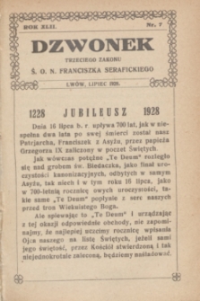 Dzwonek Trzeciego Zakonu Ś. O. N. Franciszka Serafickiego. R.42, nr 7 (lipiec 1928)