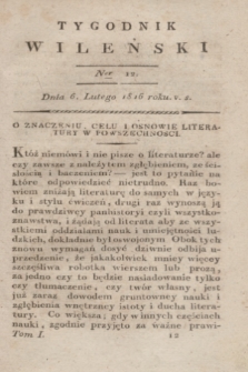 Tygodnik Wileński. T.1, Ner 12 (6 lutego 1816)