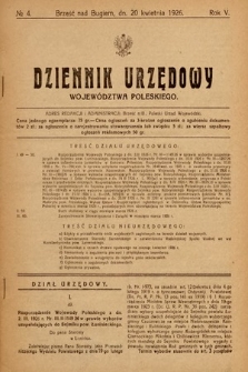 Dziennik Urzędowy Województwa Poleskiego. 1926, nr 4