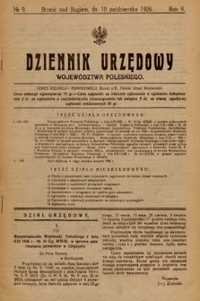 Dziennik Urzędowy Województwa Poleskiego. 1926, nr 9