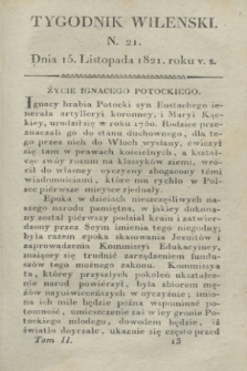 Tygodnik Wileński. T.2, N. 21 (15 listopada 1821)