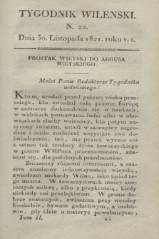 Tygodnik Wileński. T.2, N. 22 (30 listopada 1821)