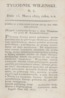 Tygodnik Wileński. T.3, N. 5 (15 marca 1822)