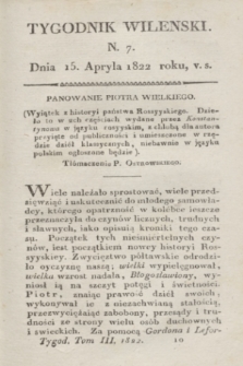 Tygodnik Wileński. T.3, N. 7 (15 apryla1822)