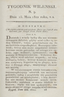 Tygodnik Wileński. T.3, N. 9 (15 maja 1822)