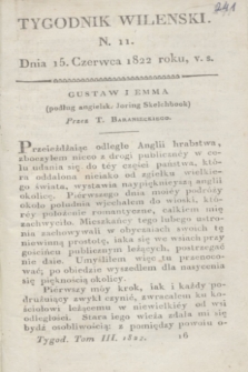 Tygodnik Wileński. T.3, N. 11 (15 czerwca 1822)