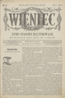 Wieniec : pismo czasowe illustrowane. R.1, T.1, № 14 (16 lutego 1872) + dod.