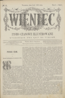 Wieniec : pismo czasowe illustrowane. R.1, T.1, № 21 (12 marca 1872)