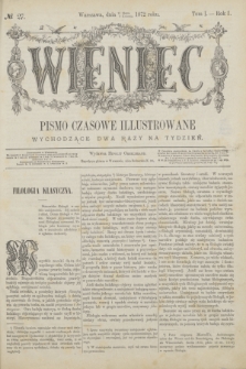 Wieniec : pismo czasowe illustrowane. R.1, T.1, № 27 (2 kwietnia 1872) + dod.