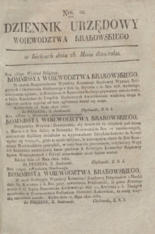 Dziennik Urzędowy Woiewodztwa Krakowskiego. 1820, [kwartał II], Nro. 22 (28 maja)
