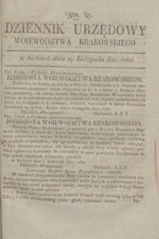 Dziennik Urzędowy Woiewodztwa Krakowskiego. 1820, [kwartał IV], Nro. 47 (19 listopada) + dod.