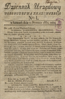 Dziennik Urzędowy Woiewodztwa Krakowskiego. 1831, Nro. 1 (2 stycznia)