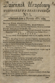 Dziennik Urzędowy Woiewodztwa Krakowskiego. 1831, Nro. 3 (9 stycznia) + dod.