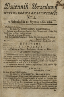 Dziennik Urzędowy Woiewodztwa Krakowskiego. 1831, Nro. 4 (12 stycznia)