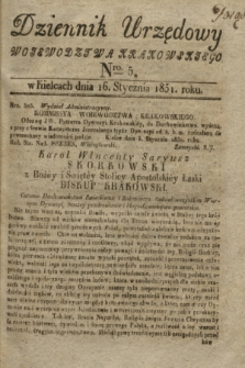 Dziennik Urzędowy Woiewodztwa Krakowskiego. 1831, Nro. 5 (16 stycznia) + dod. + wkładka