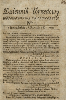 Dziennik Urzędowy Woiewodztwa Krakowskiego. 1831, Nro. 7 (23 stycznia) + dod.