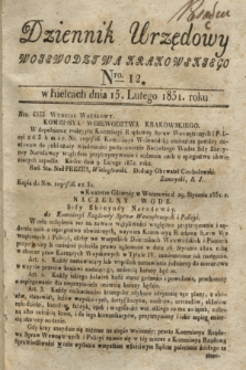 Dziennik Urzędowy Woiewodztwa Krakowskiego. 1831, Nro. 12 (13 lutego)