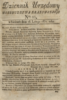 Dziennik Urzędowy Woiewodztwa Krakowskiego. 1831, Nro. 13 (16 lutego)