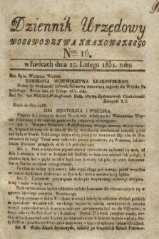 Dziennik Urzędowy Woiewodztwa Krakowskiego. 1831, Nro. 16 (27 lutego)