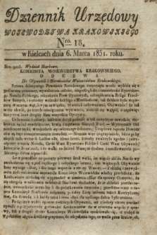 Dziennik Urzędowy Woiewodztwa Krakowskiego. 1831, Nro. 18 (6 marca)