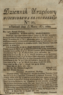 Dziennik Urzędowy Woiewodztwa Krakowskiego. 1831, Nro. 20 (13 marca)