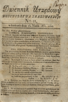 Dziennik Urzędowy Woiewodztwa Krakowskiego. 1831, Nro. 21 (16 marca)