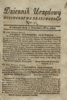 Dziennik Urzędowy Woiewodztwa Krakowskiego. 1831, Nro. 26 (3 kwietnia)
