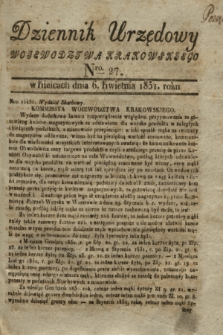 Dziennik Urzędowy Woiewodztwa Krakowskiego. 1831, Nro. 27 (6 kwietnia)