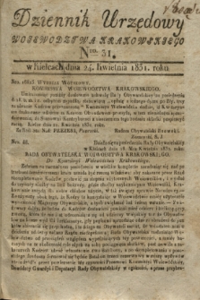 Dziennik Urzędowy Woiewodztwa Krakowskiego. 1831, Nro. 31 (24 kwietnia)