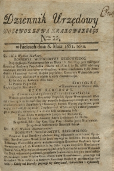 Dziennik Urzędowy Woiewodztwa Krakowskiego. 1831, Nro. 35 (8 maia)
